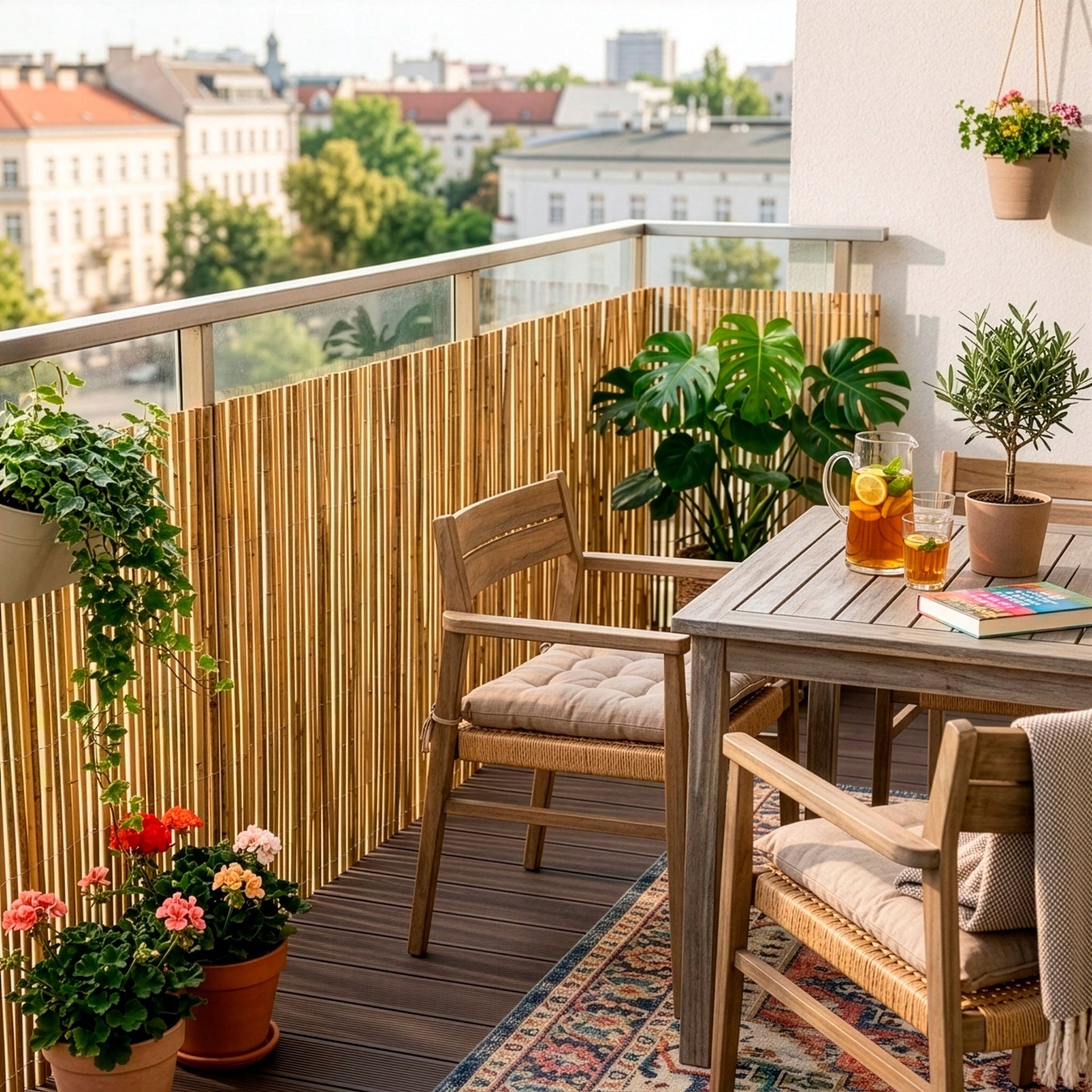 BAMBOO COVER 1,5x5m MASKING BALCONY MAT TERRACE FENCE Length 500 cm
