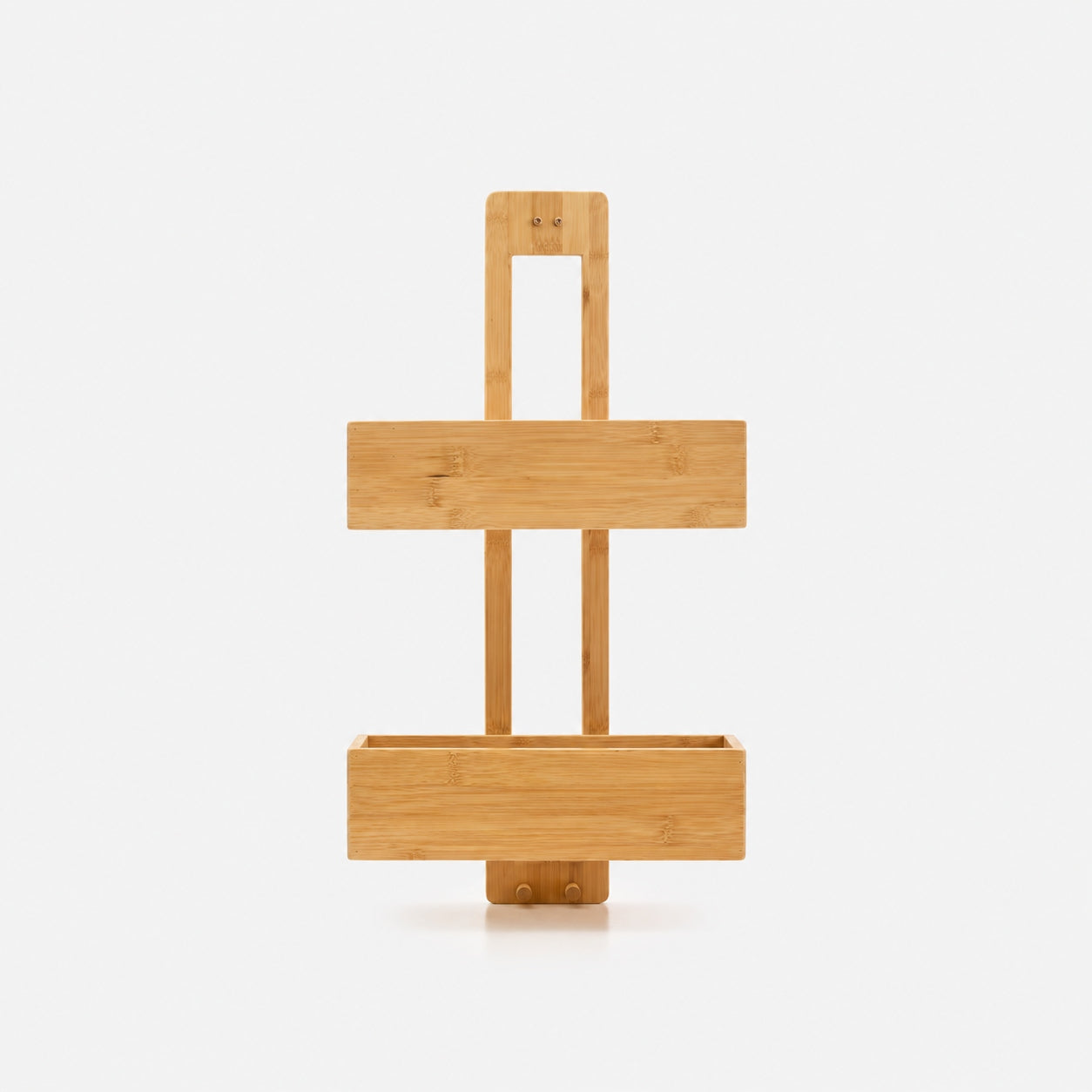 BAMBOO HANGING ORGANIZER 2 SHELVES BEIGE BATHROOM KITCHEN BOOKCASE Packaging status original