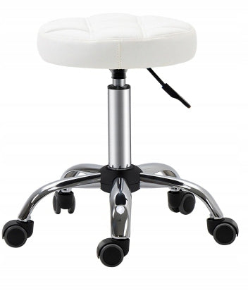 BAR STOOL ADJUSTABLE SWIVEL STOOL CHAIR WHITE Upholstery color white