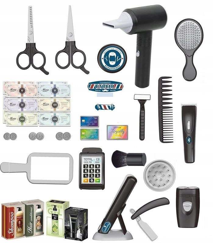 BARBER HAIRDRESSER SET HAIRDRYER BATTERY OPERATED SMALL HAIRDRESSER