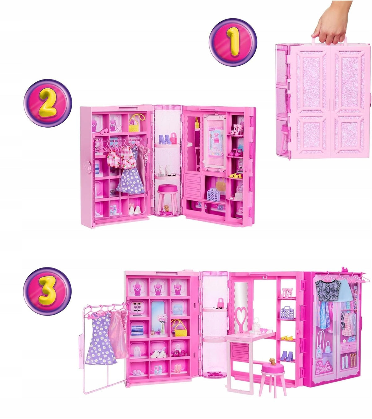 BARBIE DREAM WARDROBE FOR CLOTHES WARDROBE + clothes + doll HXD58 Brand Barbie