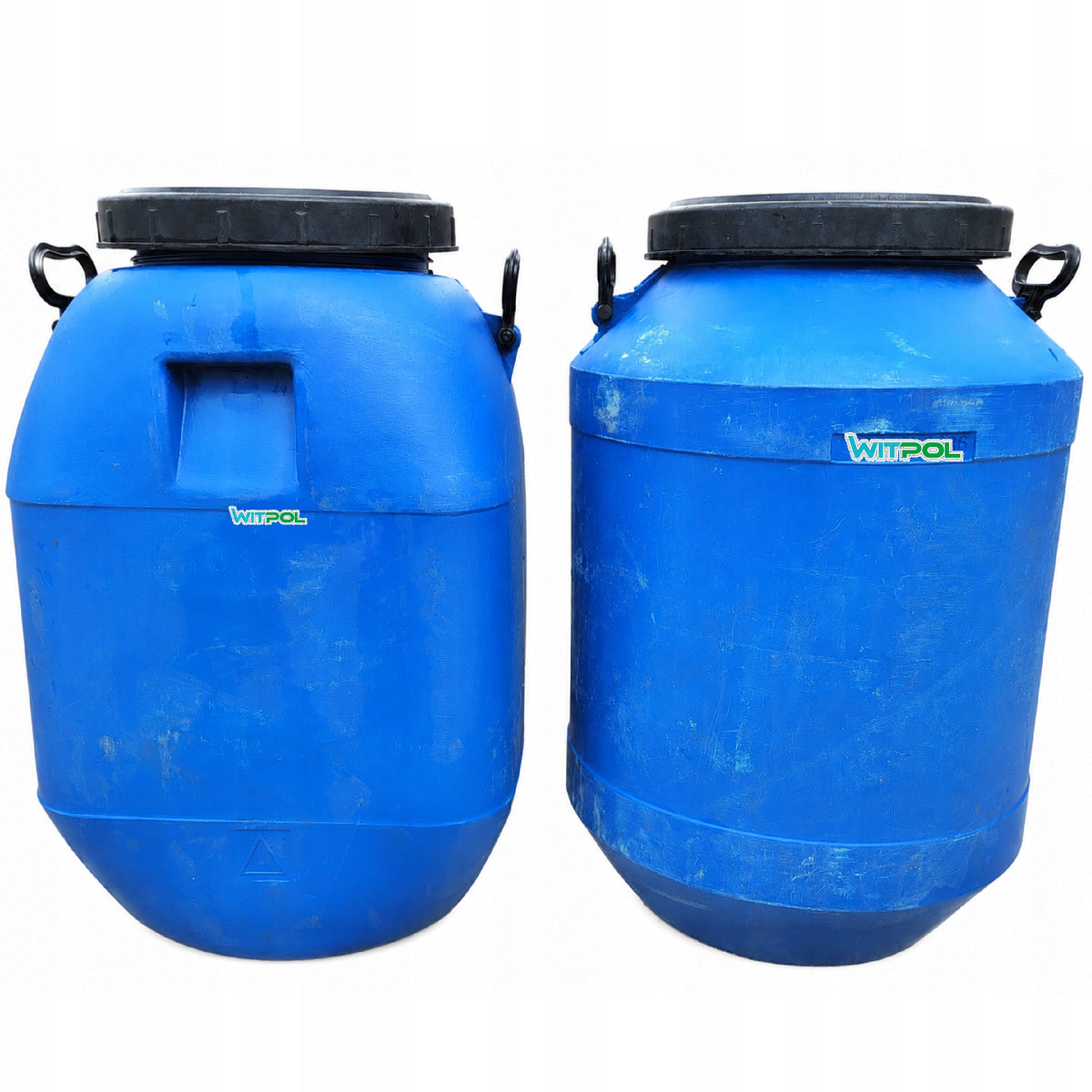 BARREL 60L SCREWED with handles USED square MASSIVE