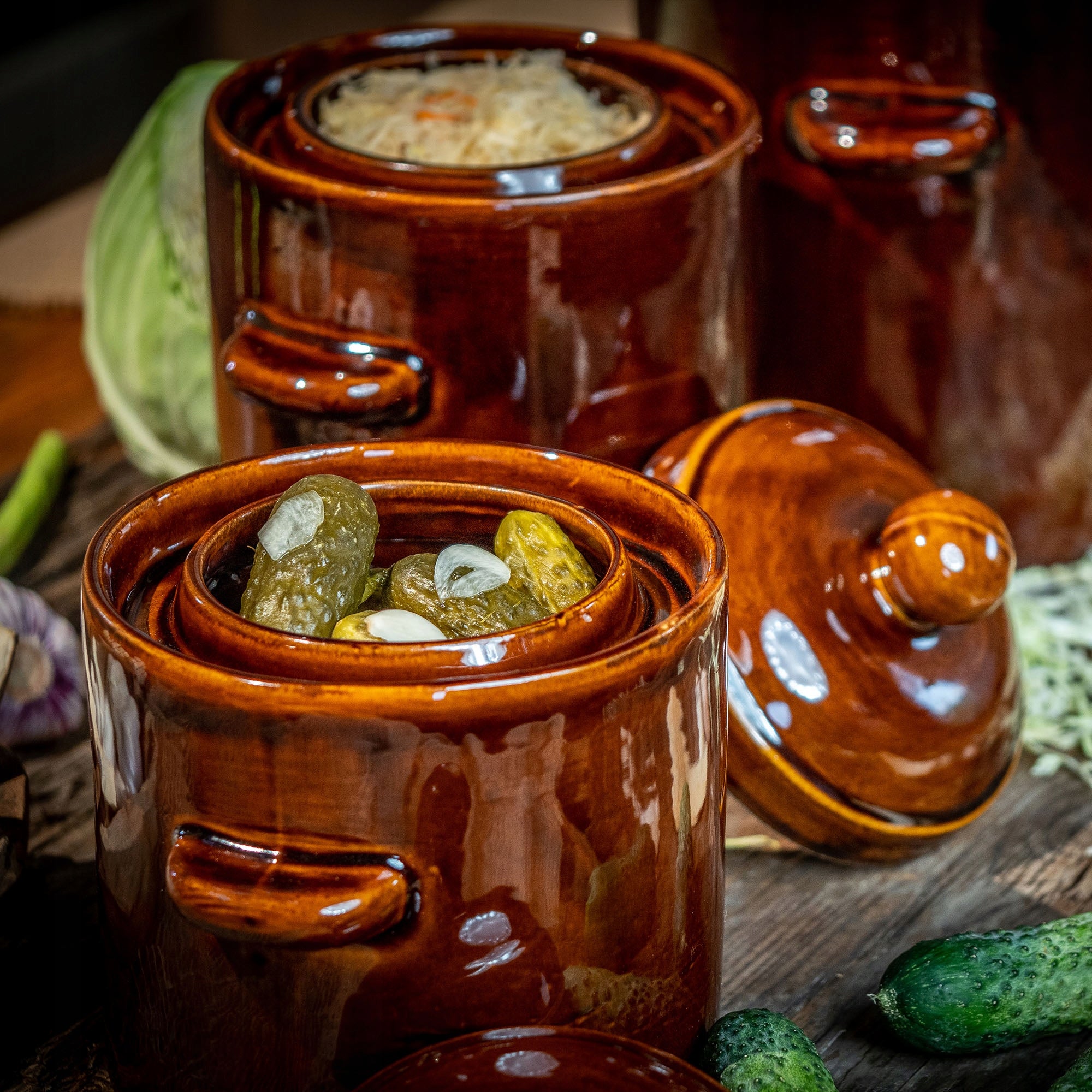 BARREL PICKLING POT WITH FLANGE 10L CABBAGE STONEWARE FOR CUCUMBERS Packaging status original