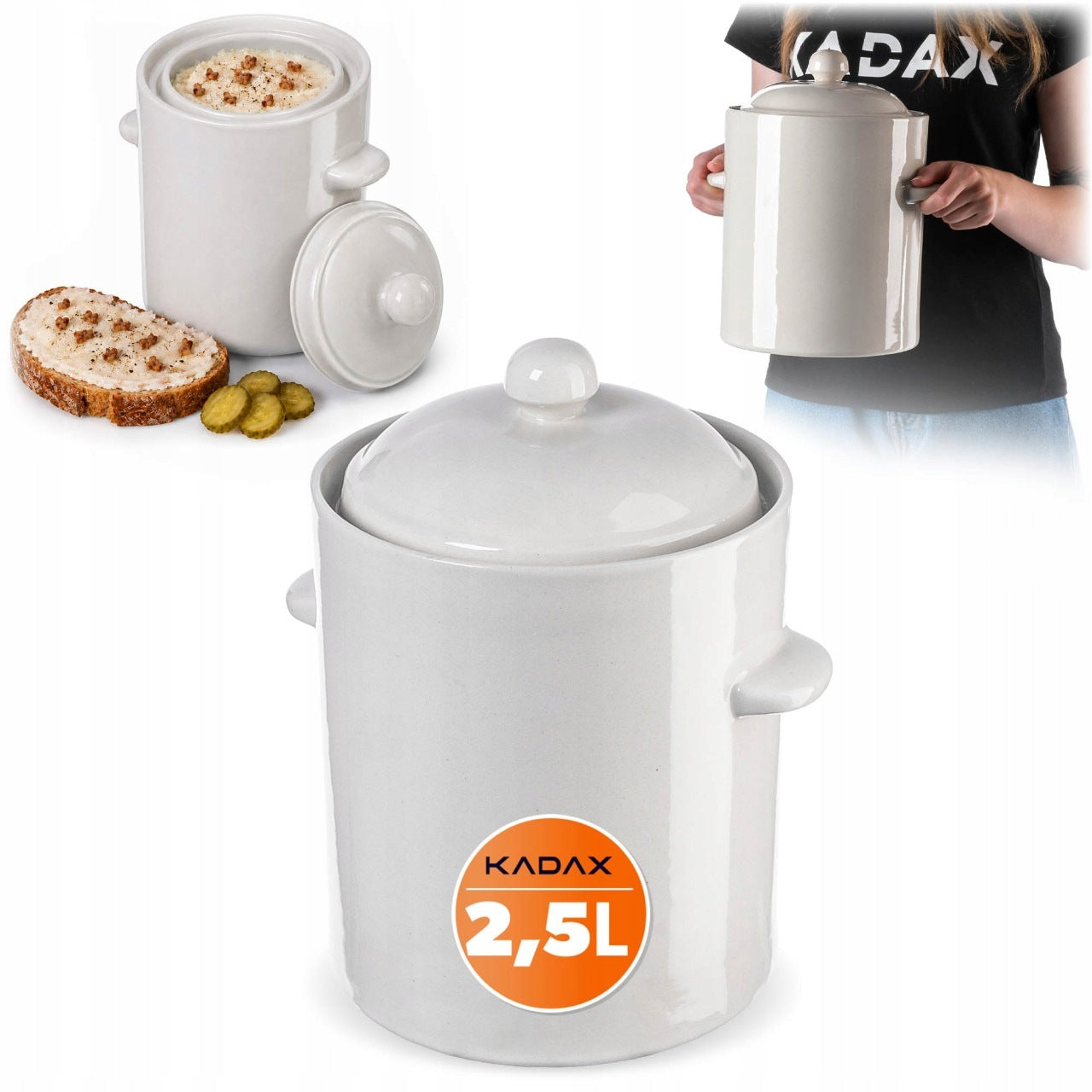 BARREL PICKLING POT WITH FLANGE 2,5L CABBAGE STONEWARE FOR CUCUMBERS