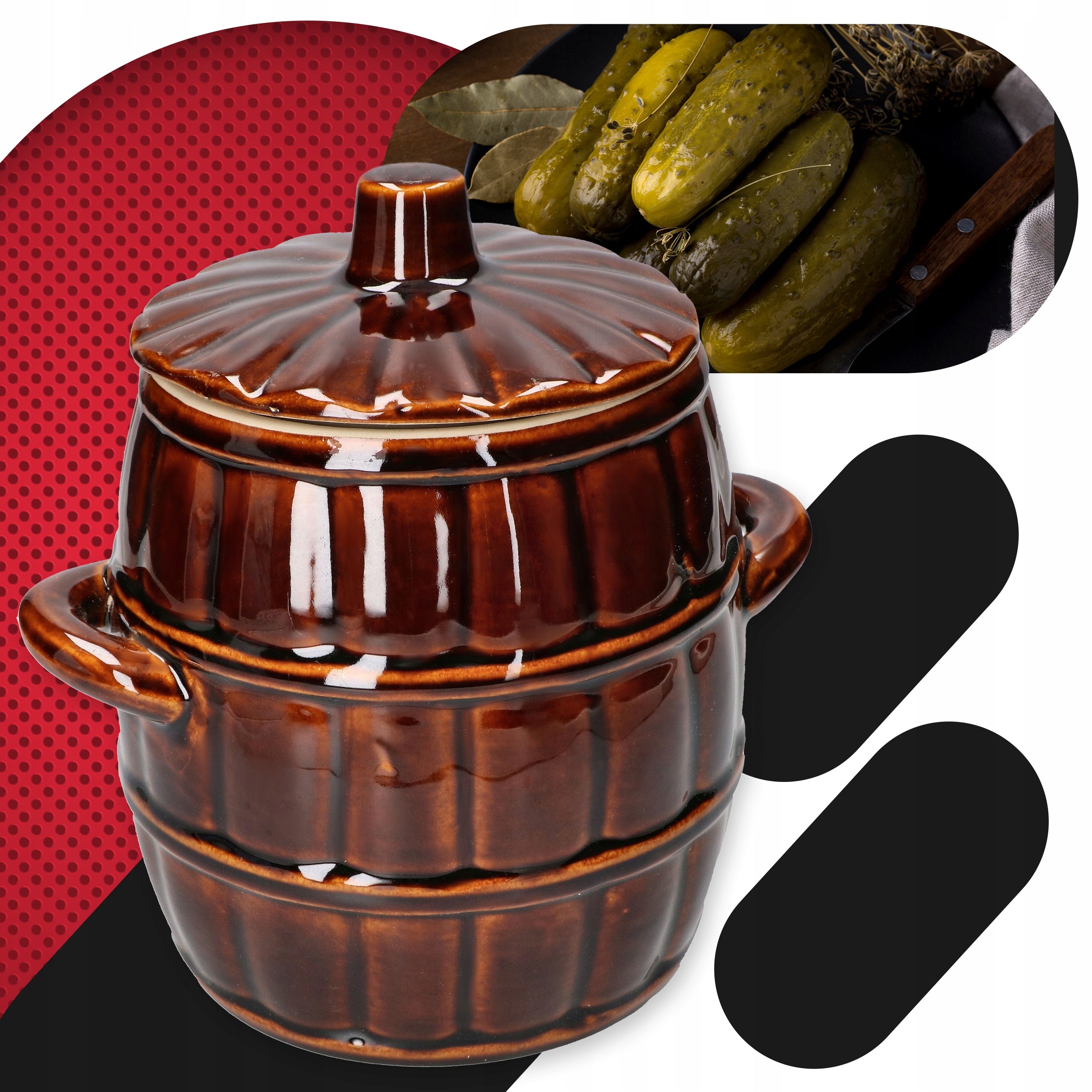 BARREL WITH LID STONEWARE 3.2L POT FOR PICKLING CUCUMBER CABBAGE FOR LARD Manufacturer code J835