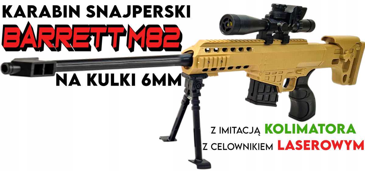 BARRETT M82 BALL SNIPER RIFLE WITH LASER AND AIR SOFT GUN COLLIMATOR Packaging status original