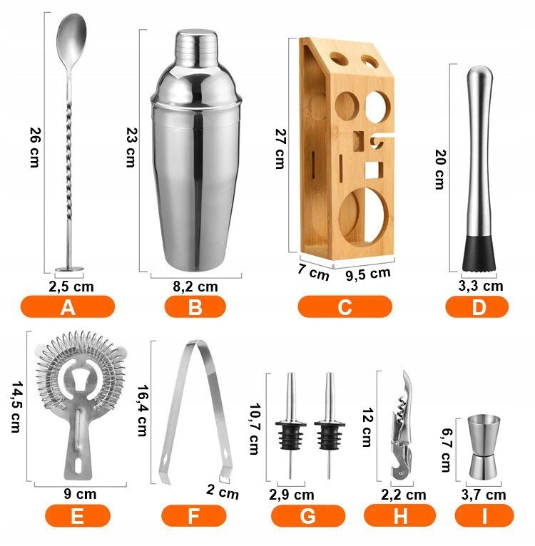 BARTENDING SET FOR COCKTAIL DRINKS SHAKER STAND SHAKER 10 el FOR GIFT Series Zestawy barmańskie