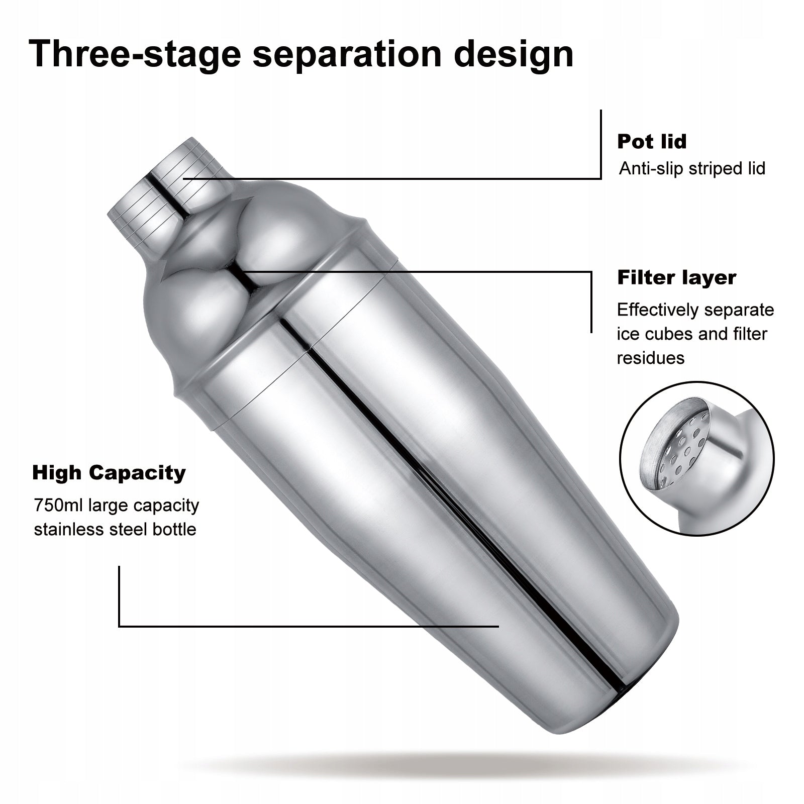 BARTENDING SET PROFESSIONAL 30EL FOR COCKTAIL DRINKS SHAKER 750ML + STAND Manufacturer code HSM-CKT004