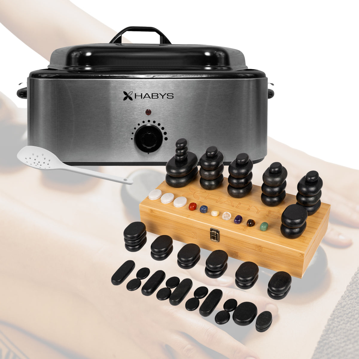 BASALT STONE SET FOR MASSAGE 64x HOT STONES HEATER 17L ANALOG