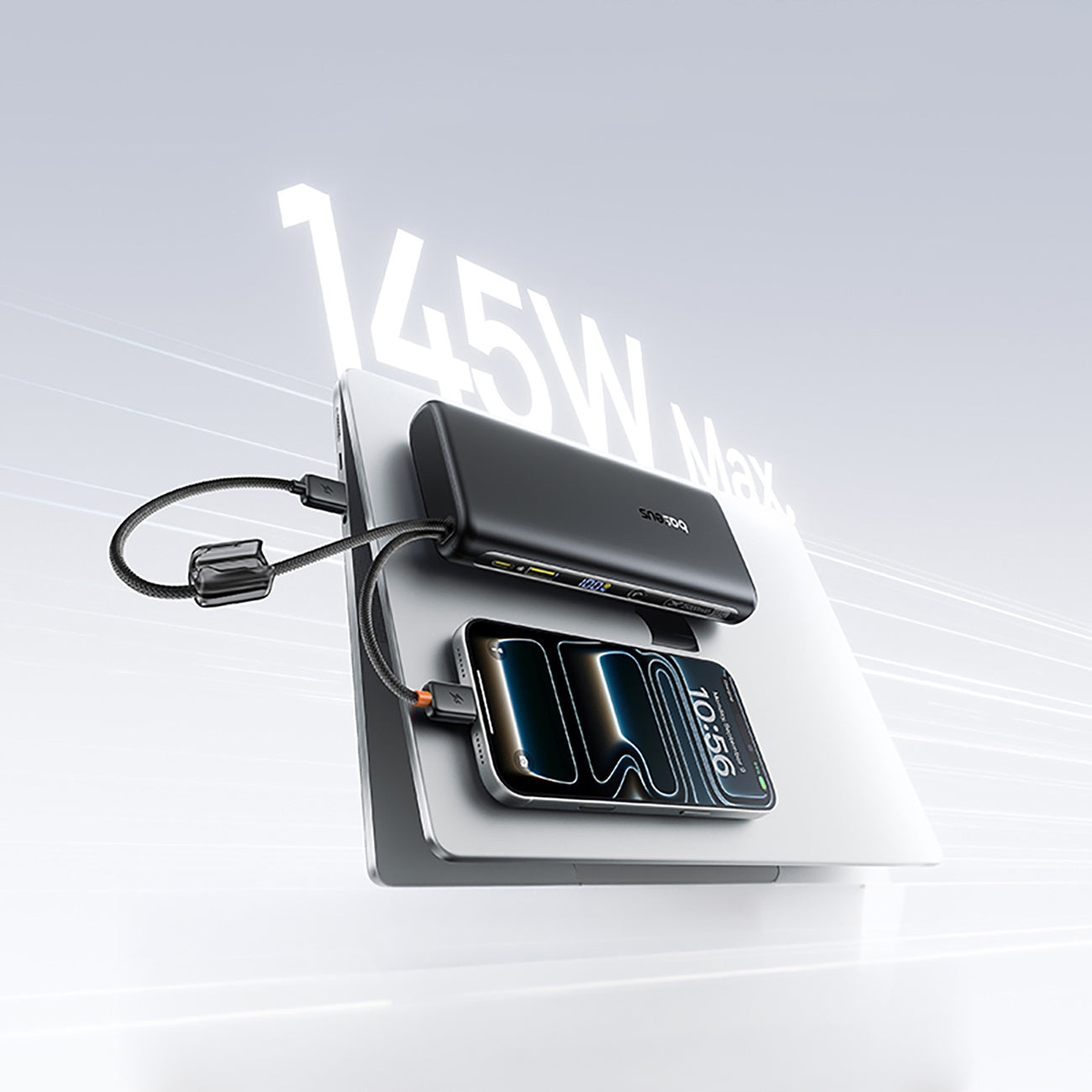 BASEUS POWERBANK 25000 MAH 145W QC 2x USB-C USB-A PD FOR PHONE LAPTOP Packaging status original