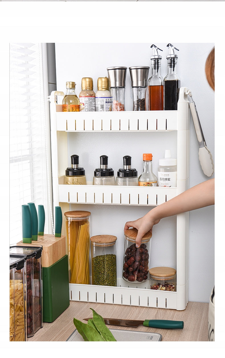BASKET BOOKCASE STAND 3 SHELVES ORGANIZER ON WHEELS FOR SPICES 73x45x10 CM Brand Product Placement