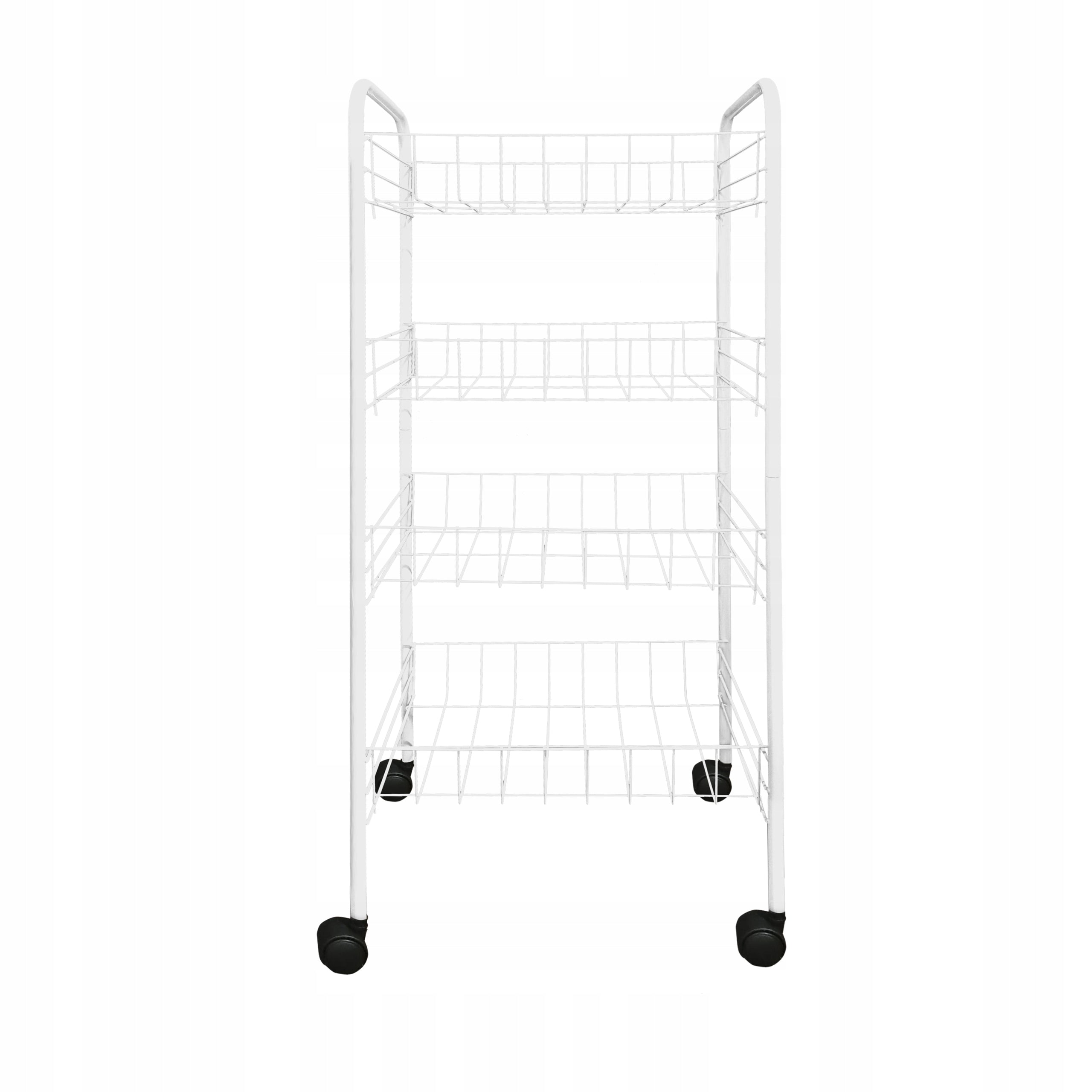 BASKET BOOKCASE STAND 4x SHELF ORGANIZER ON WHEELS WHITE FOR COSMETICS Brand Product Placement