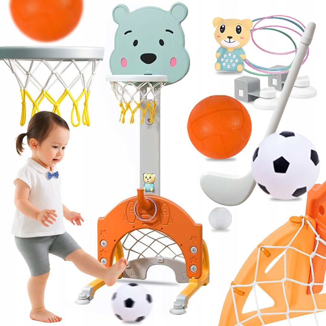 BASKETBALL SPORTS SET 4IN1 ADJUSTABLE BASKET FOOTBALL BOY'S DAY