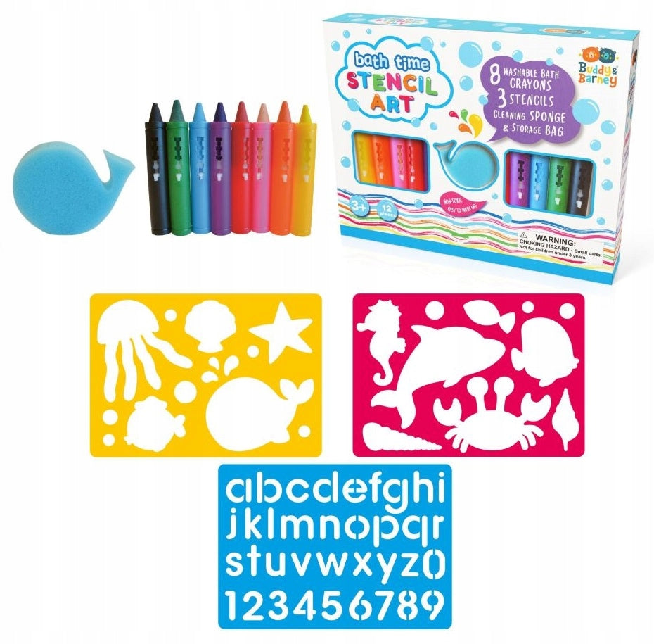 BATH PENCILS WASHABLE BATH TILE SET WITH BUDDHA BARNEY TEMPLATES