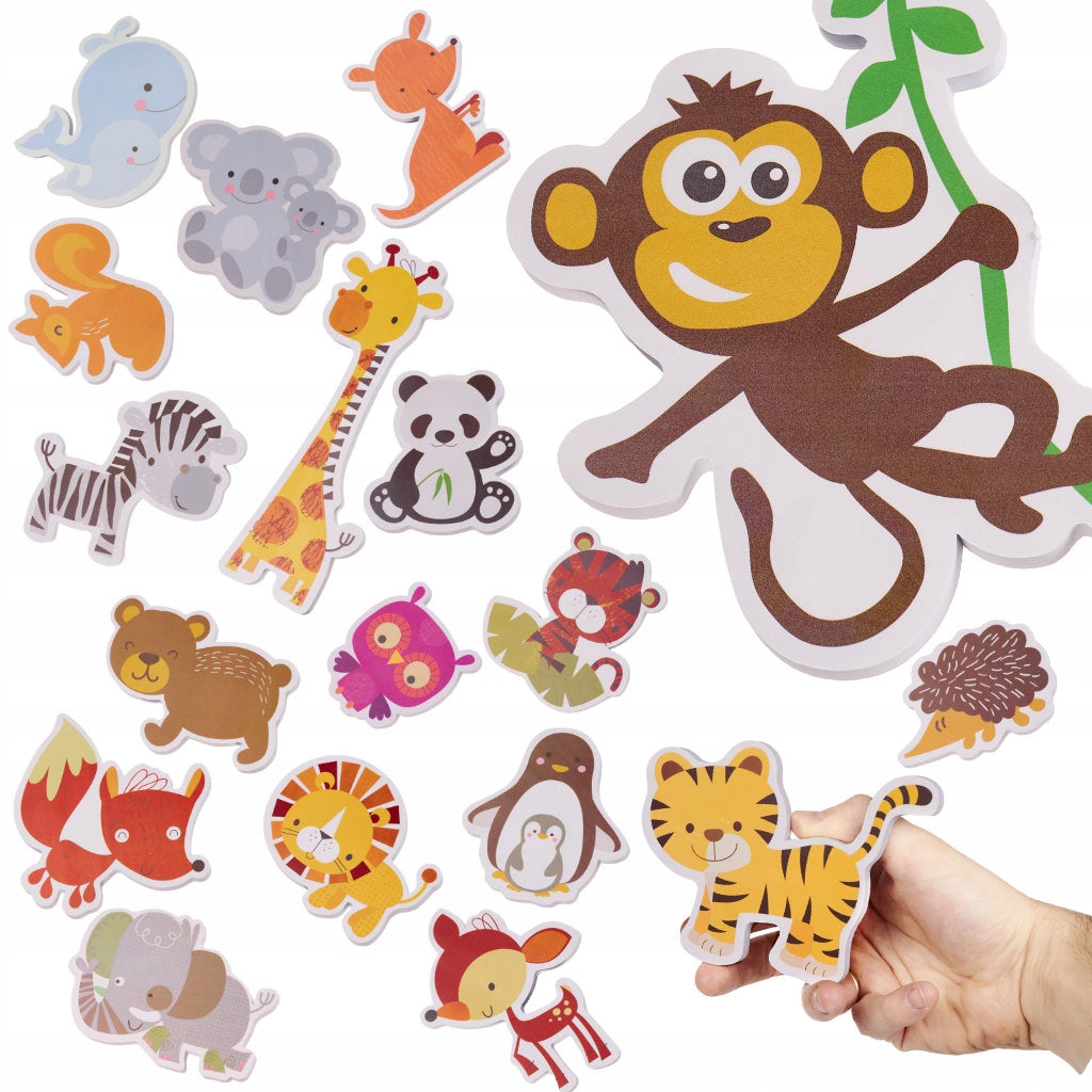 BATH TOYS PUZZLE FOAM STICKERS FOR BATH ANIMALS 18 PCS