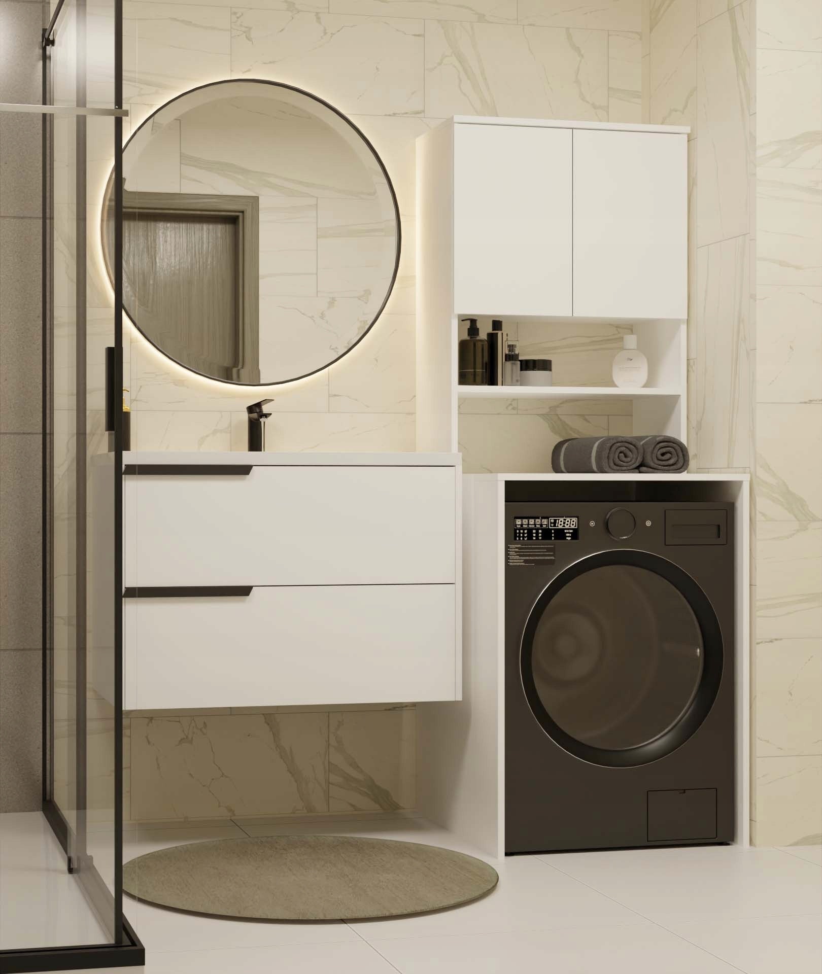 BATHROOM CABINET FIELD MULTI OVER WASHING MACHINE POST BOOKCASE WHITE EAN (GTIN) 5900354140757