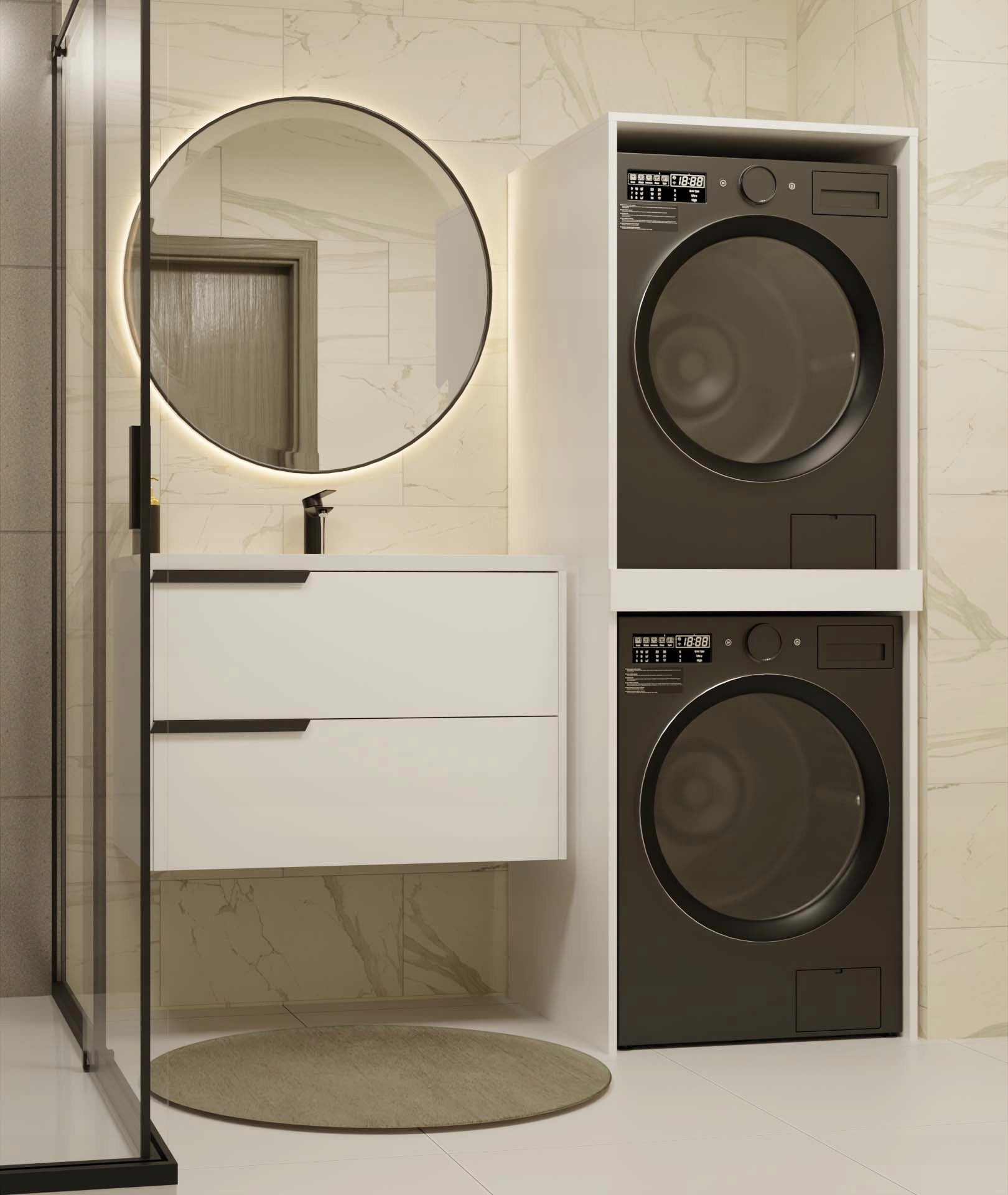 BATHROOM CABINET FOR WASHING MACHINE AND DRYER POST BOOKCASE FIELD TWIN WHITE Brand TopEshop