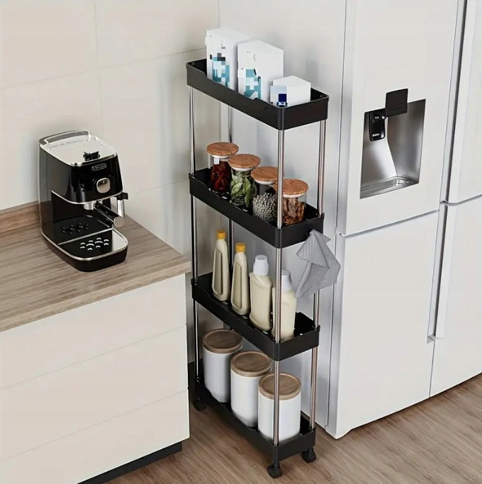 BATHROOM CABINET KITCHEN SHELF RACK ON WHEELS ORGANIZER LIQUID 4 LEVELS Manufacturer code PÓŁKA ŁAZIENKOWA KUCHENNA SZAFKA REGAŁ P189