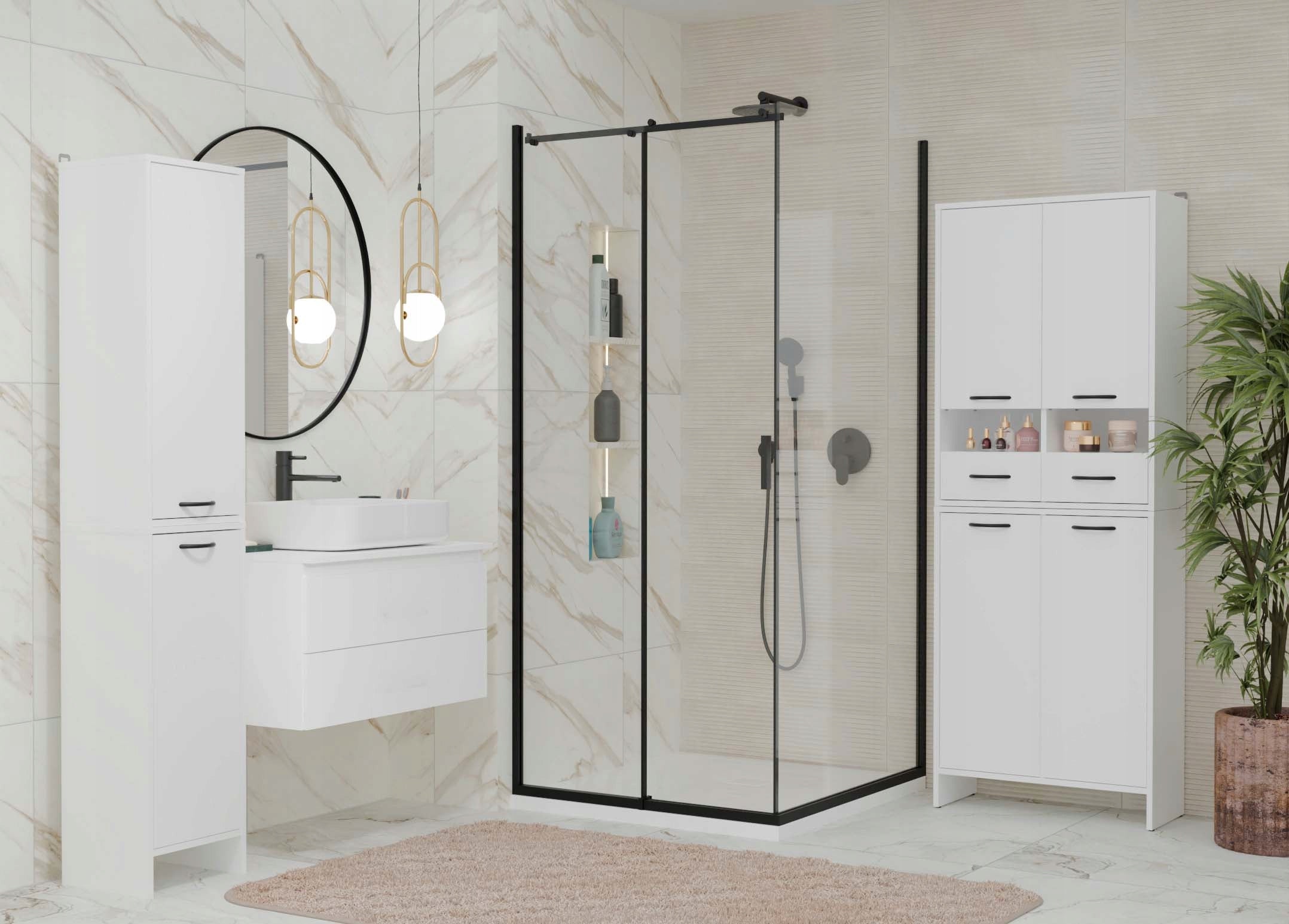 BATHROOM CABINET NINA 1K WHITE BOOKCASE 1 LAUNDRY BASKET POST FOR BATHROOM EAN (GTIN) 5900354142966