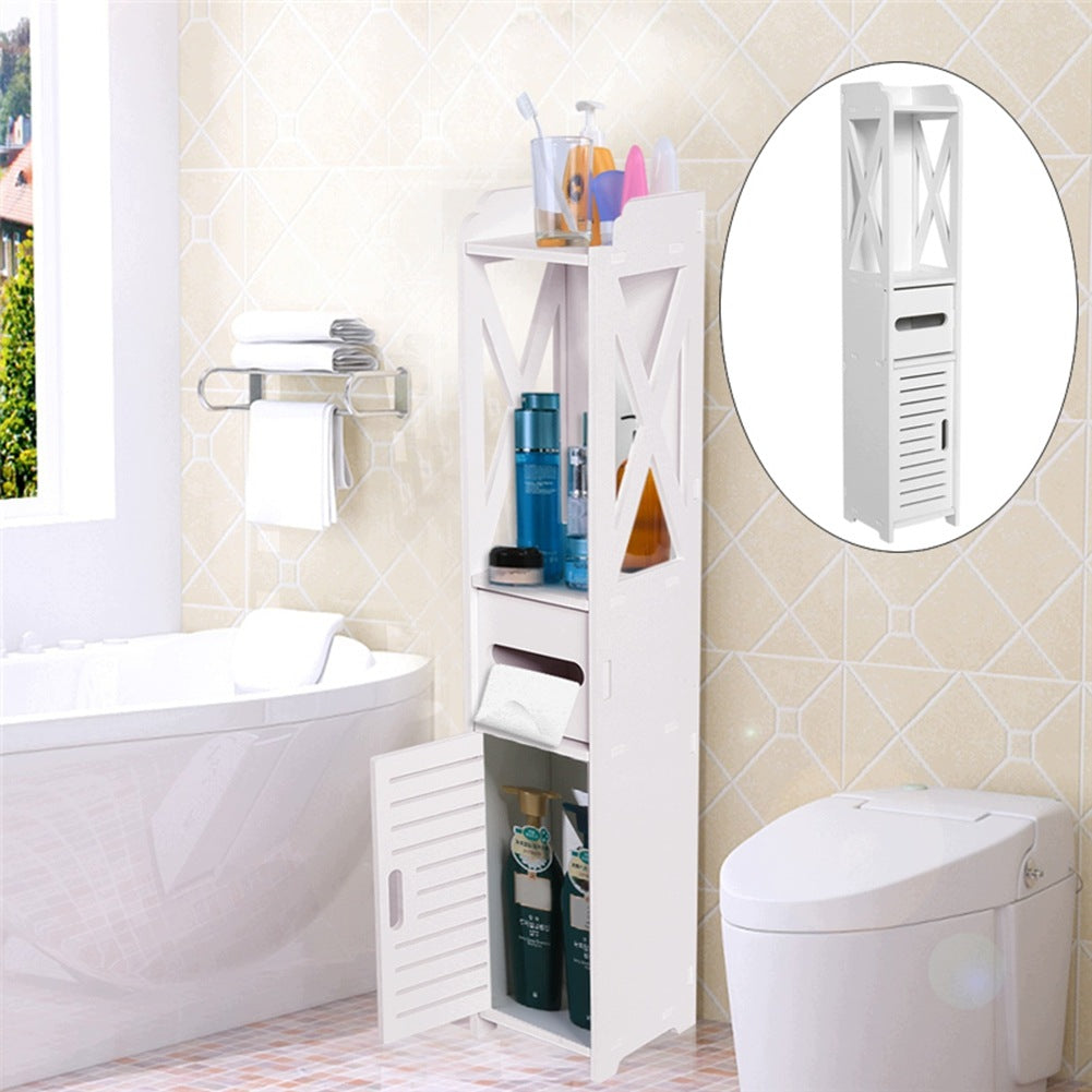 BATHROOM CABINET STANDING NARROW POST BOOKCASE 80CM WHITE FOR PAPER Packaging status original