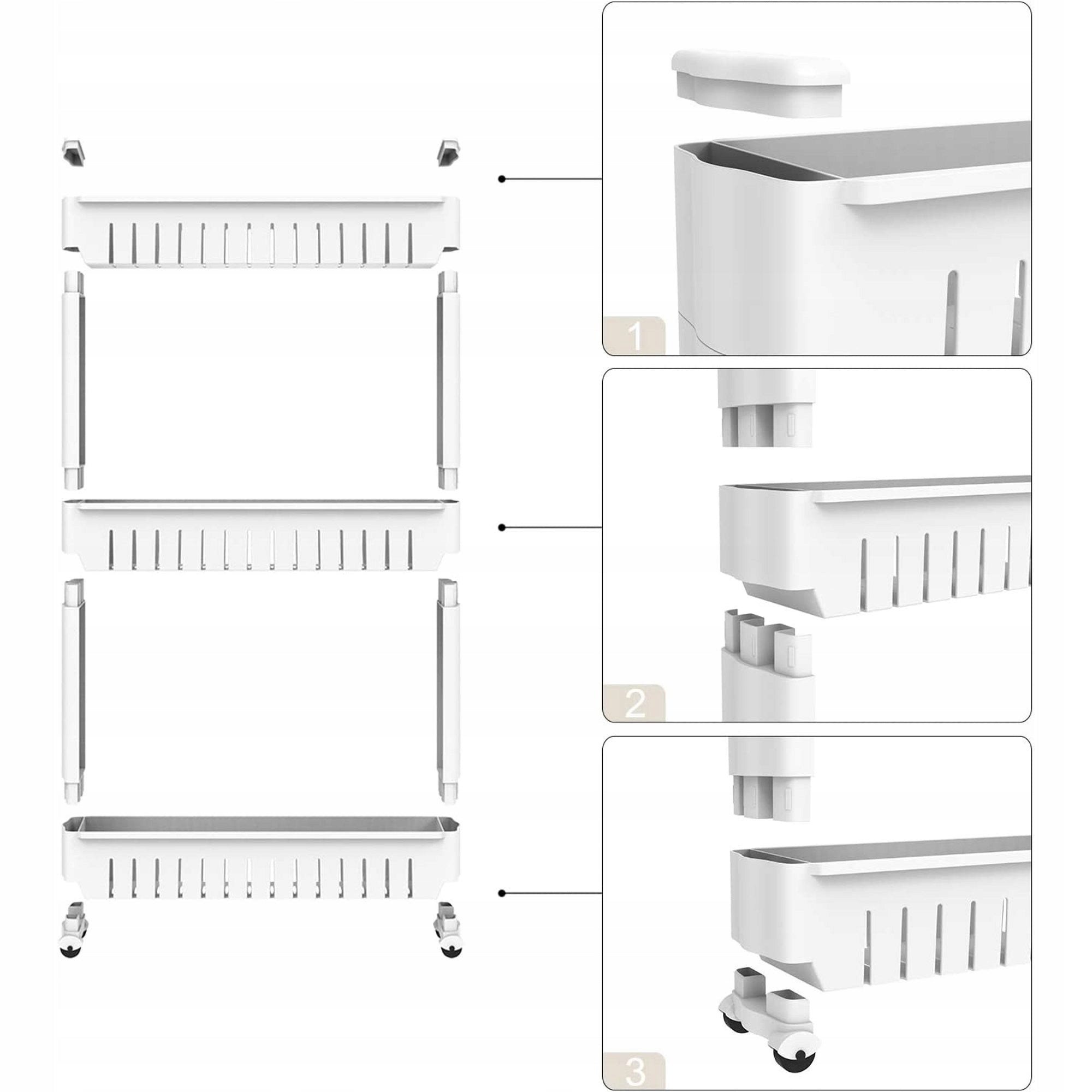 BATHROOM CABINET STANDING ON WHEELS PLASTIC 3 SHELVES WHITE STRONG POKKA Brand no brand