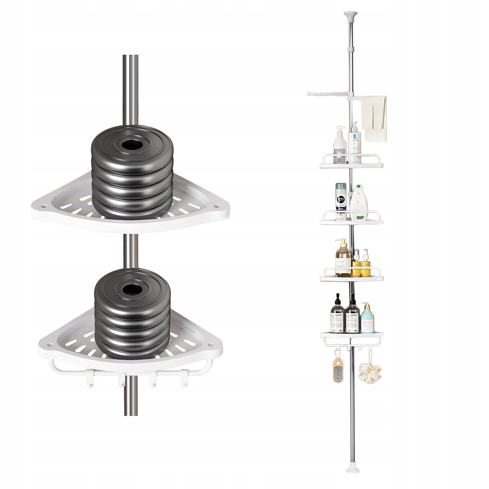 BATHROOM CORNER SHELF TELESCOPIC SHOWER STAINLESS STEEL ADJUSTMENT 95-300CM Packaging status original