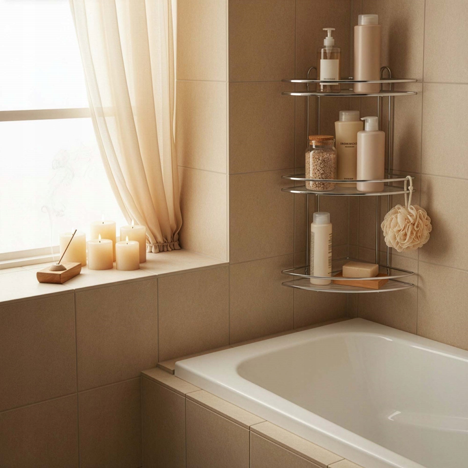 BATHROOM CORNER SHOWER SHELF HANGING 3 SHELVES WALL MOUNTED BOOKCASE CHROME Manufacturer code HA7542
