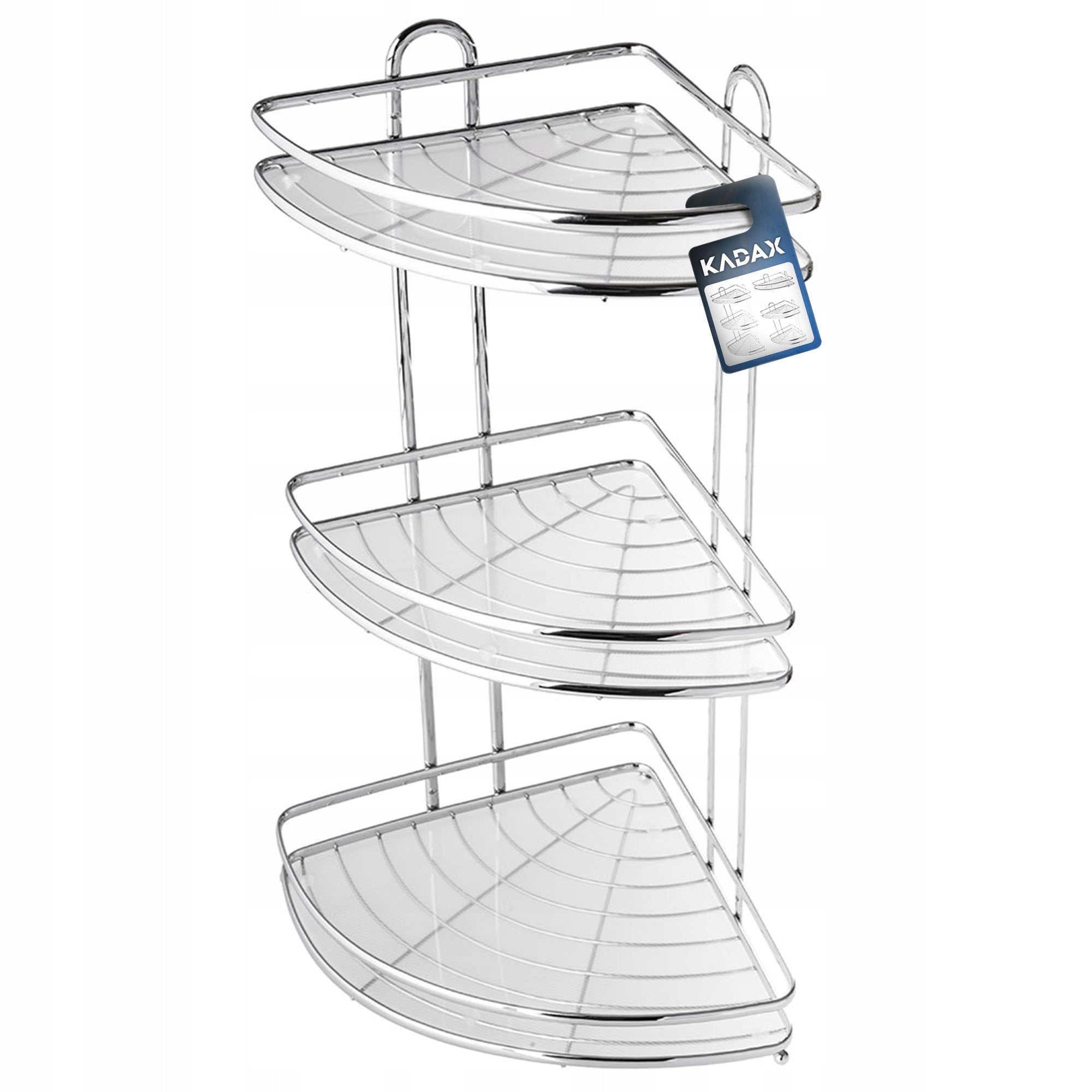 BATHROOM CORNER SHOWER SHELF HANGING 3 WALL SHELVES CHROME