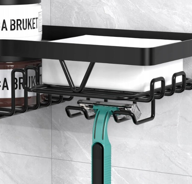 BATHROOM CORNER SHOWER SHELF SET OF 3 WITHOUT DRILLING BLACK Manufacturer code zestaw półek łazienkowych pod prysznic