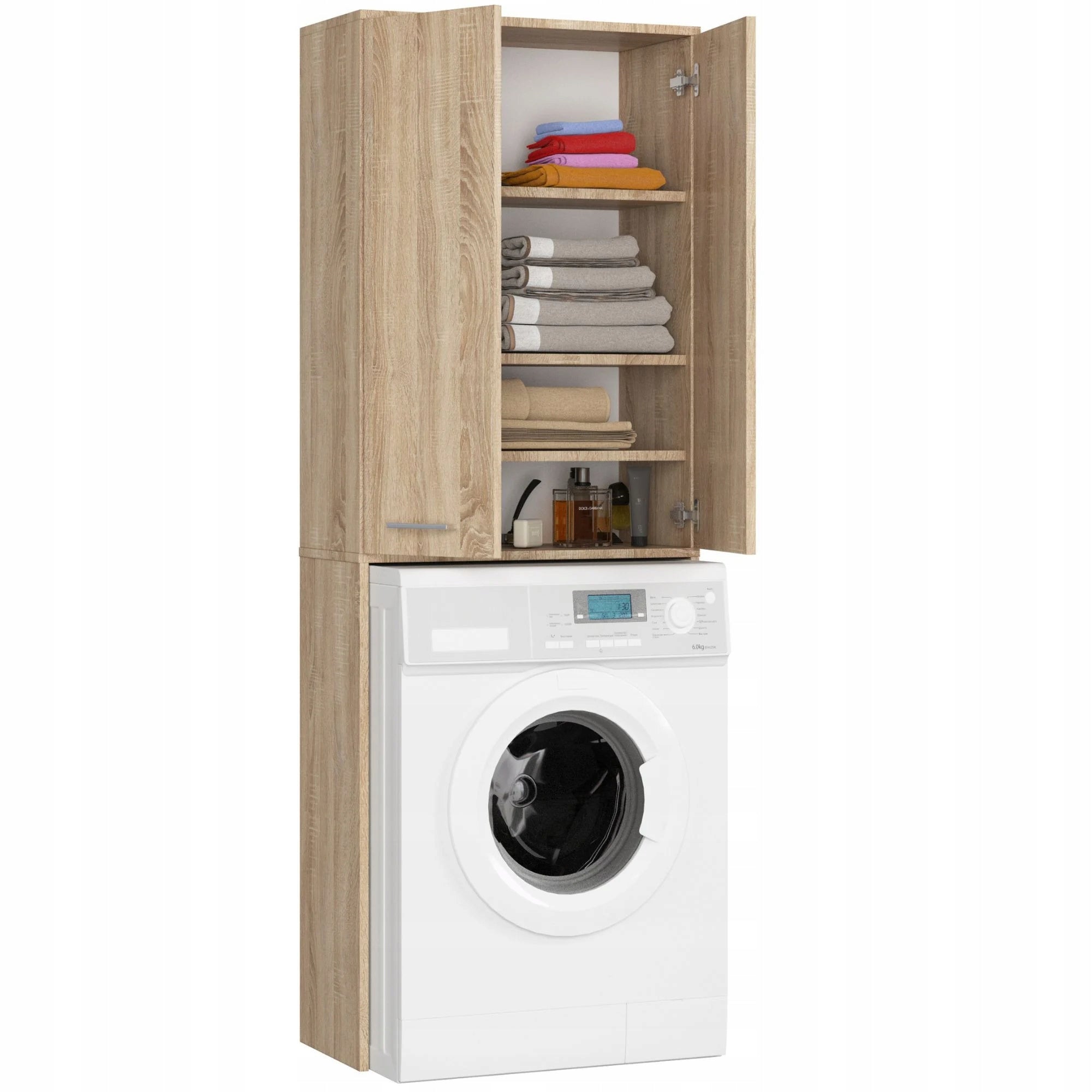 BATHROOM FIN 180 POST WASHING MACHINE FULL 2D - SONOMA OAK Furniture color sonoma oak