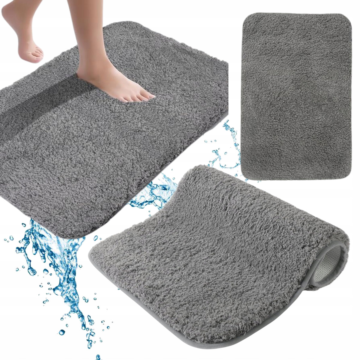 BATHROOM MAT FOR BATHTUB SHOWERS WATER ABSORBENT NON-SLIP RUG