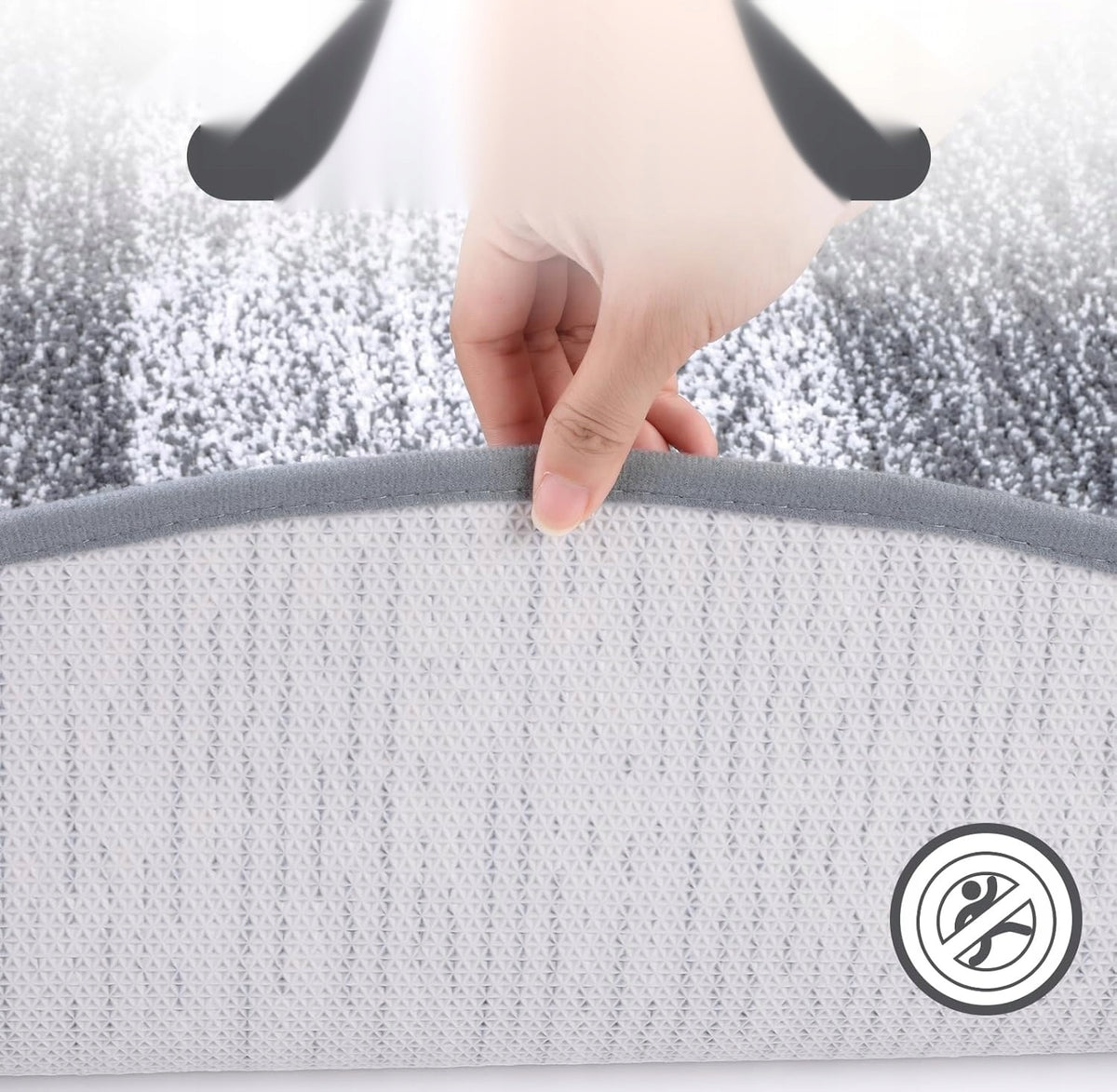 BATHROOM MAT ROUND GREY 90 CM NON-SLIP ABSORBENT SOFT RUG Product width 1 cm