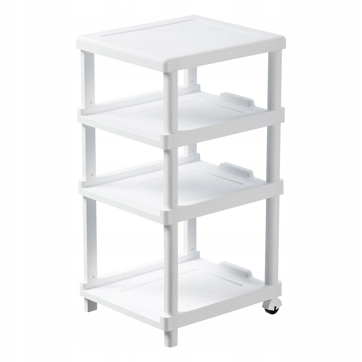BATHROOM RACK Cabinet Organizer Plastic On Wheels White 36x32x66cm