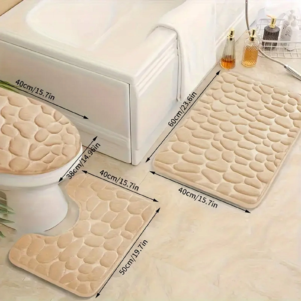 BATHROOM RUG 3PCS BEIGE SET SOFT NON-SLIP NICE Manufacturer code 5907296312228