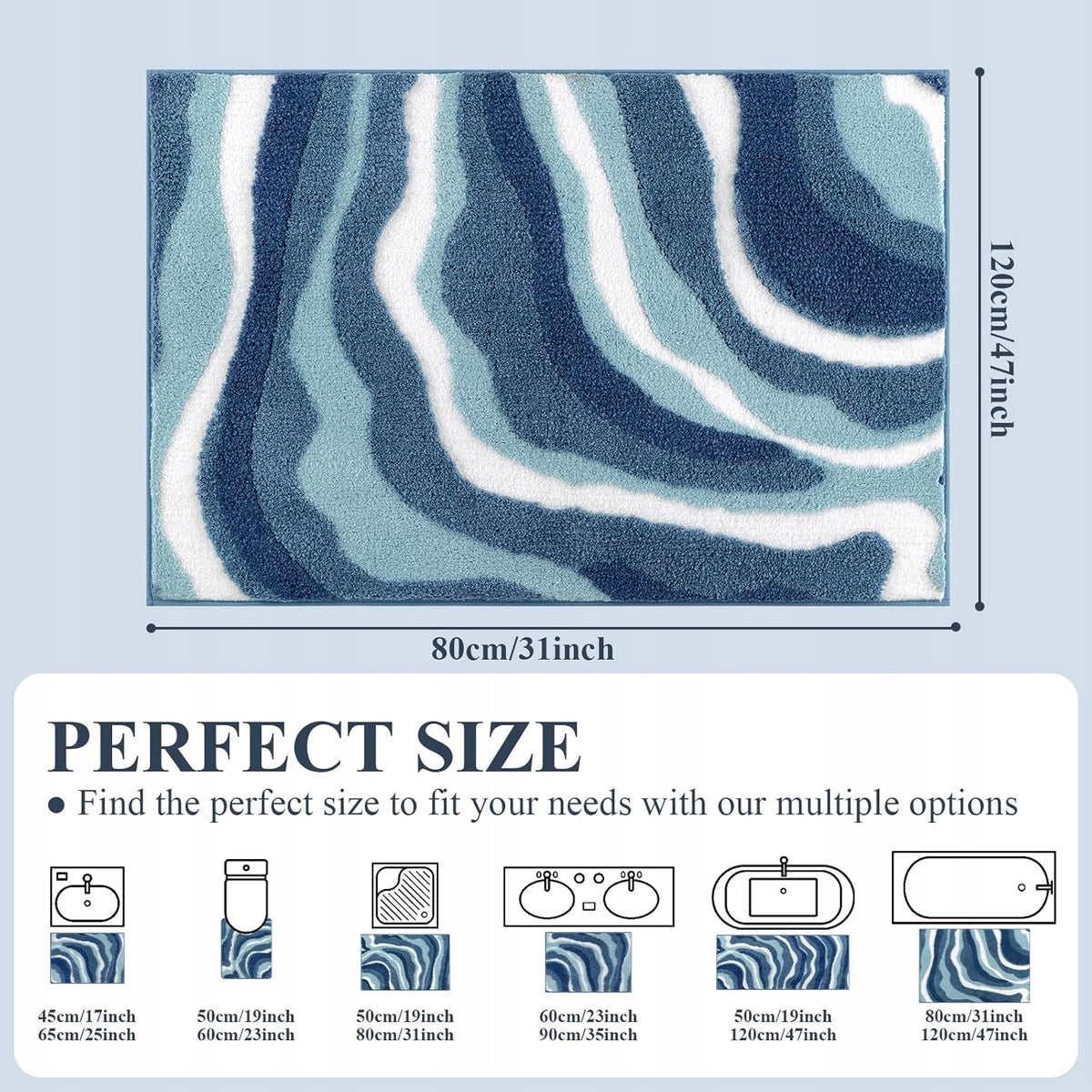BATHROOM RUG 80X120CM SOFT THICK ABSORBENT FLUFFY NON-SLIP Brand no brand
