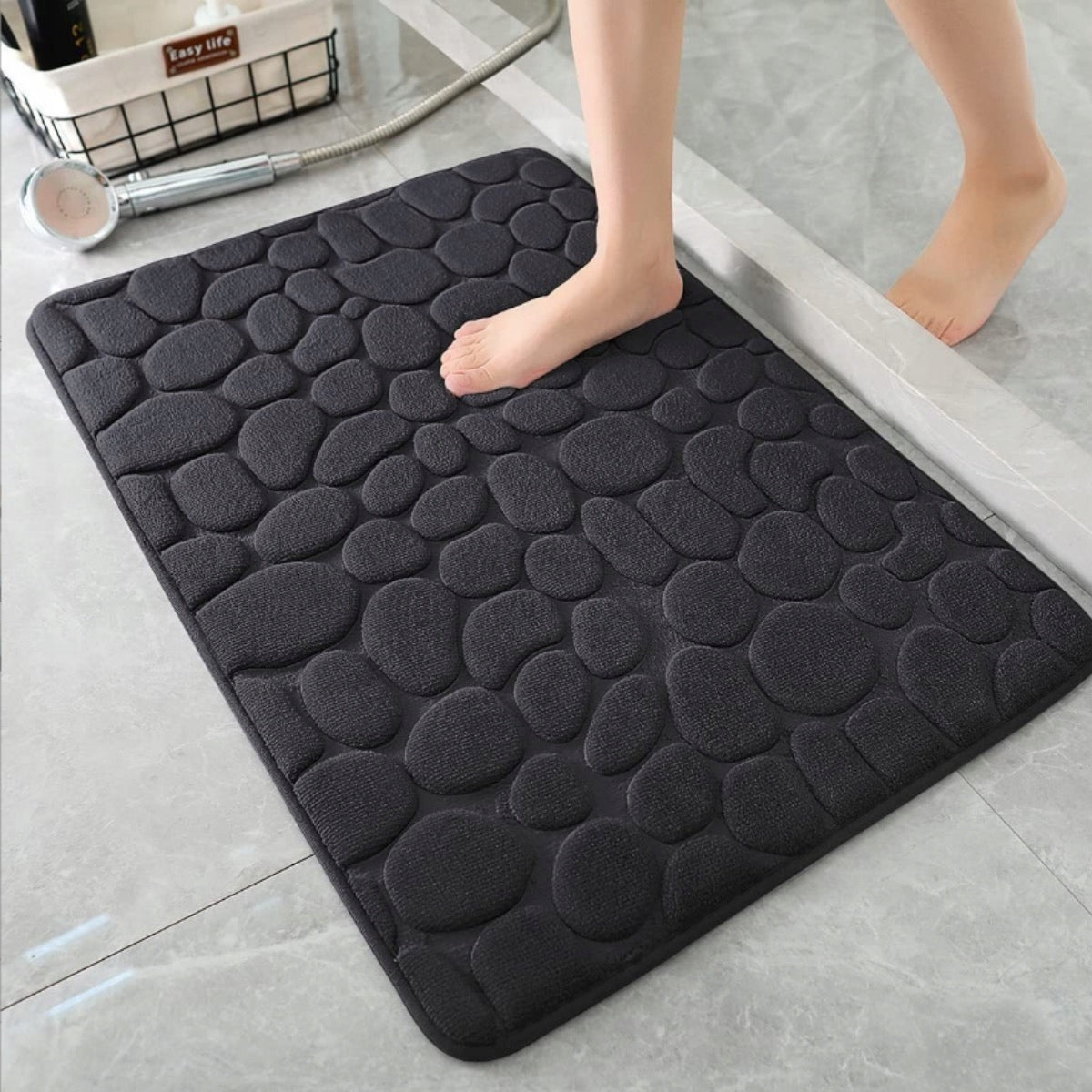 BATHROOM RUG 80X50 QUICK DRYING ABSORBENT ANTI-SLIP BLACK Manufacturer code OK-1157
