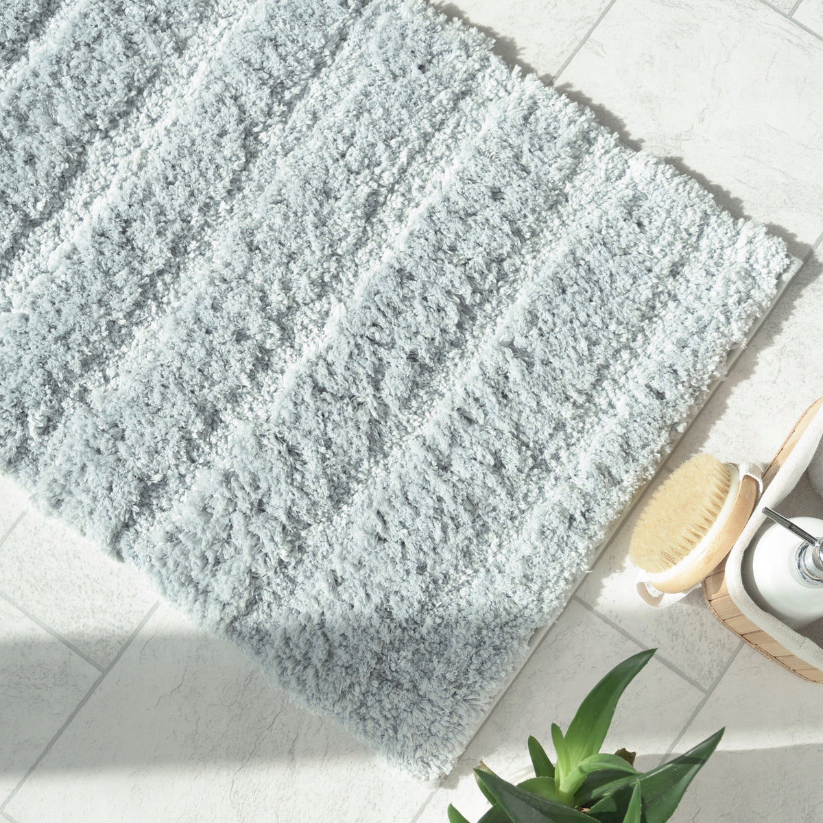 BATHROOM RUG GREY SHAGGY SUPER SOFT PLUSH NON-SLIP 40x60 Manufacturer code 508014