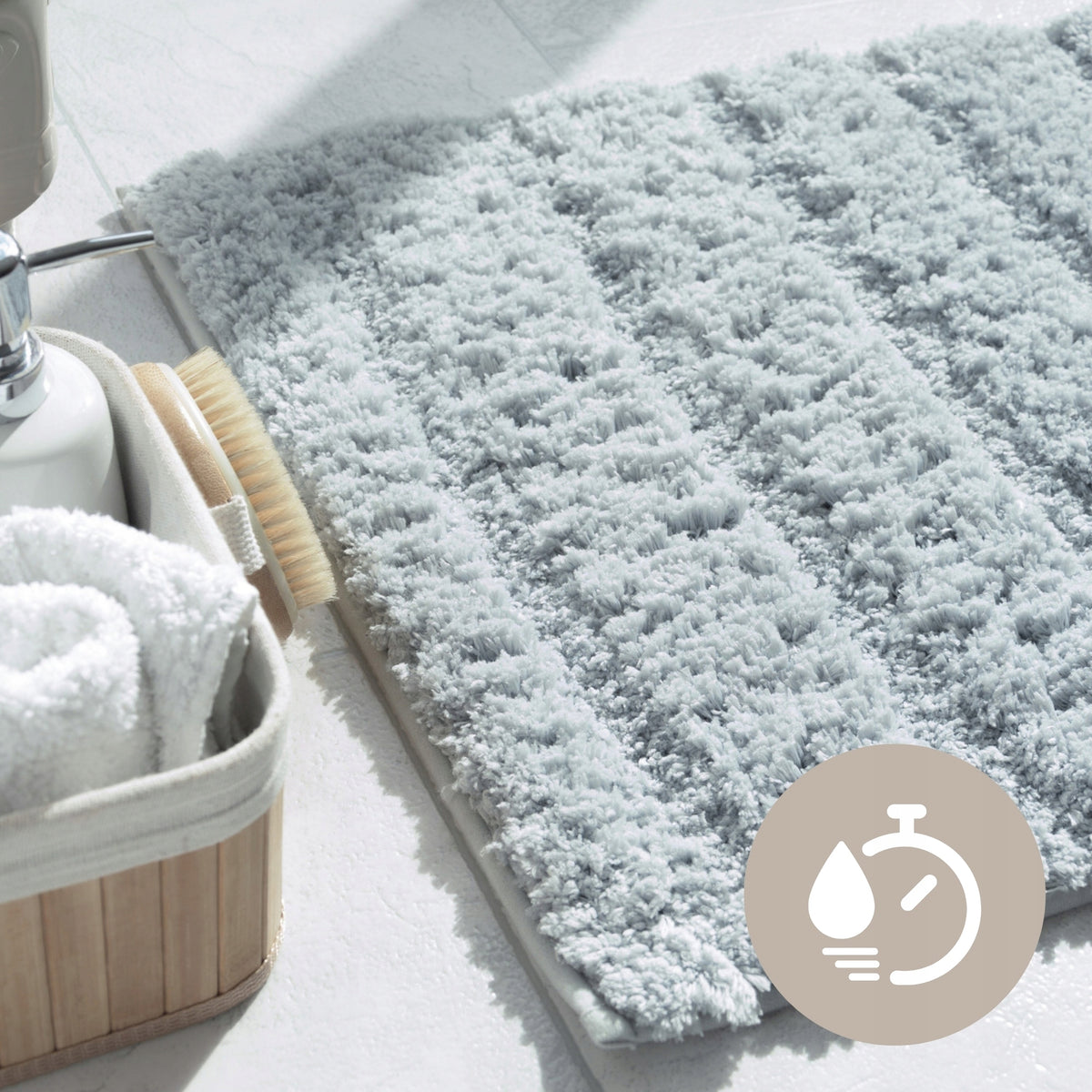 BATHROOM RUG GREY SHAGGY SUPER SOFT PLUSH NON-SLIP 40x60 Packaging status original