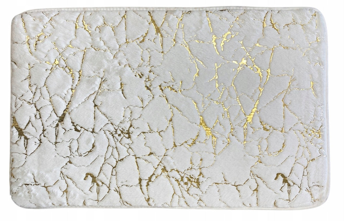 BATHROOM RUG MARBLE DT-11 WALKWAY FOAM MAT 50x80 WHITE Brand Madex