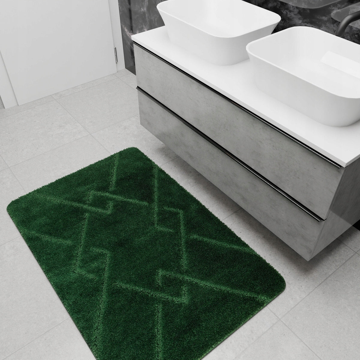 BATHROOM RUG MAT DARK BOTTLE GREEN NON-SLIP 50x80 cm Product width 50 cm