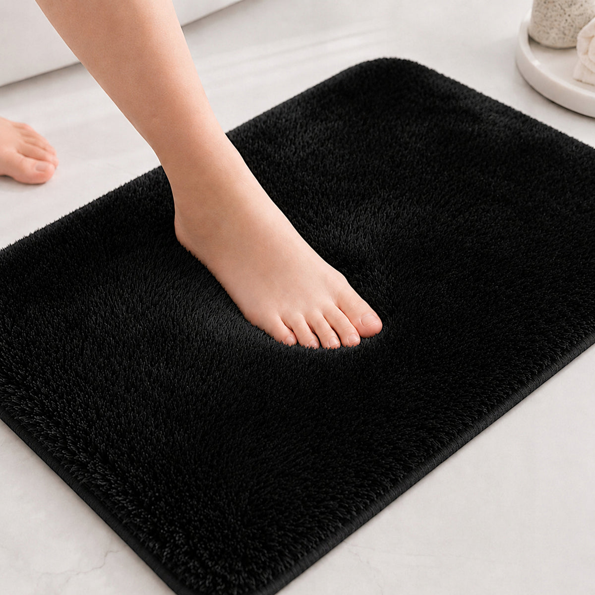 BATHROOM RUG NON-SLIP BLACK LARGE 50X80 CM QUICK-DRYING SMOOTH Manufacturer code Dywanik Łazienkowy antypoślizgowy czarny