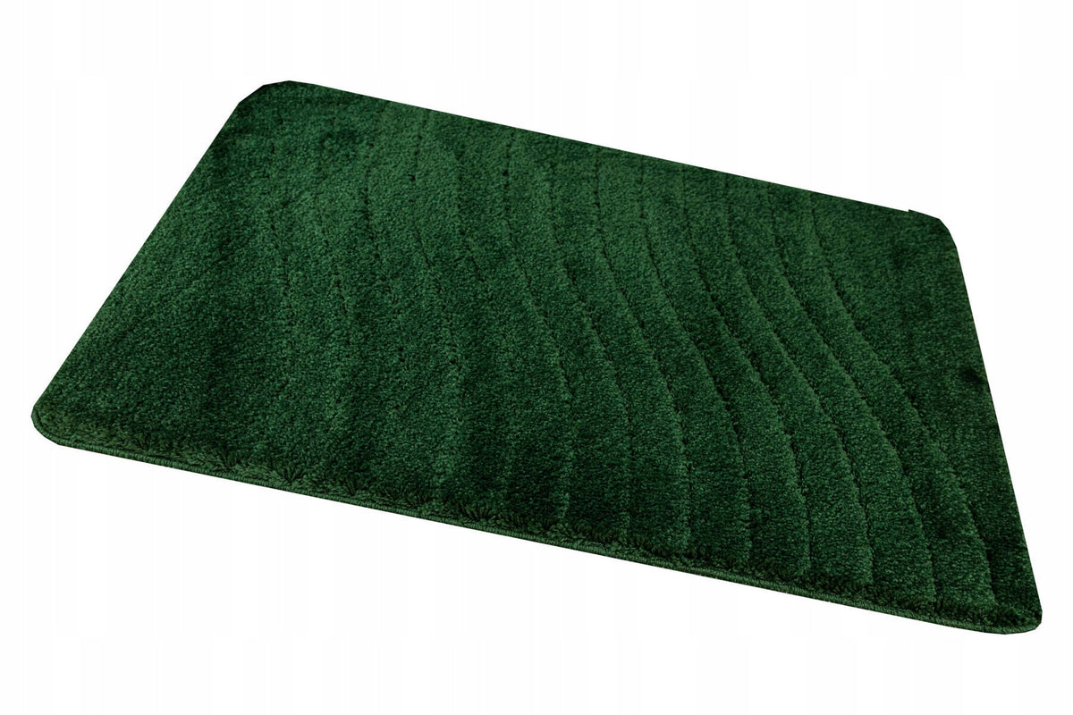 BATHROOM RUG NON-SLIP BOTTLE GREEN WAVES MAT SARA 60x100 cm Length 100 cm