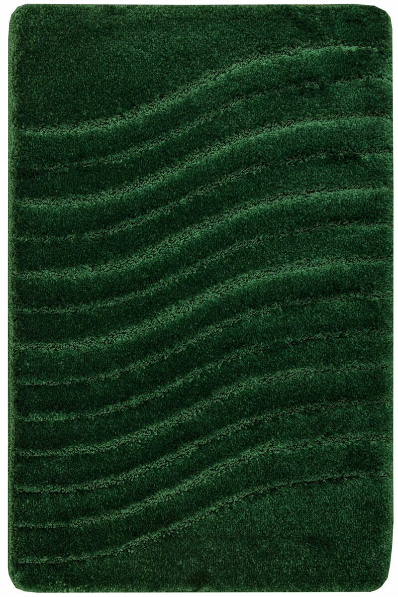 BATHROOM RUG NON-SLIP BOTTLE GREEN WAVES MAT SARA 60x100 cm