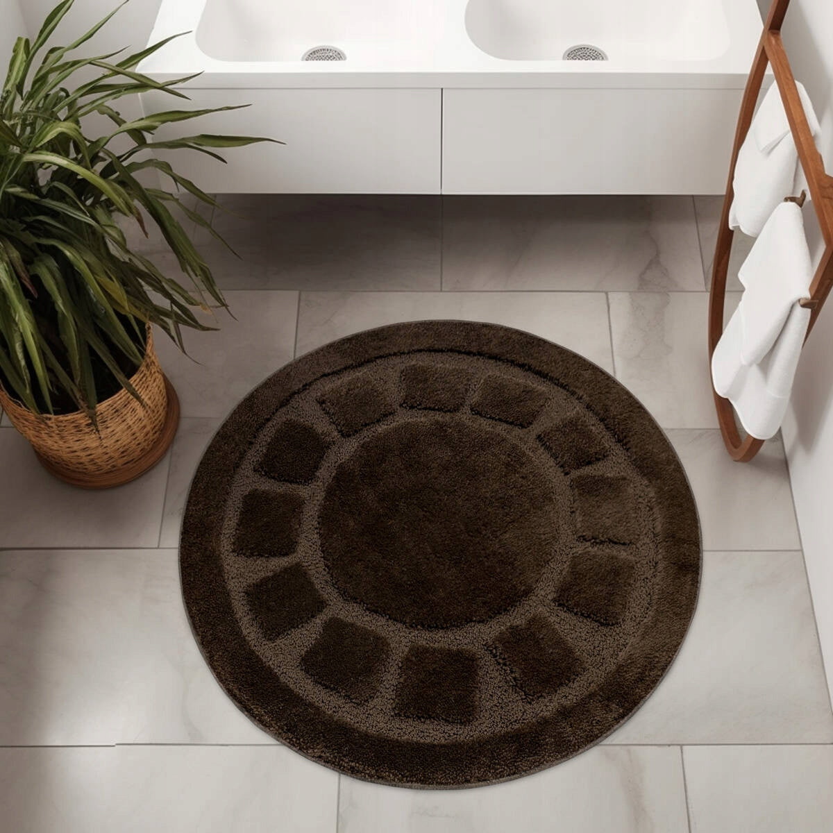 BATHROOM RUG RUBBERIZED FOR WC ROUND WENGE BRONZE OCEAN D. 67 cm Product width 67 cm