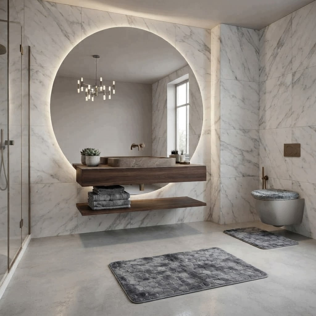 BATHROOM RUG SET 3 NON-SLIP SOFT ELEMENTS Length 80 cm