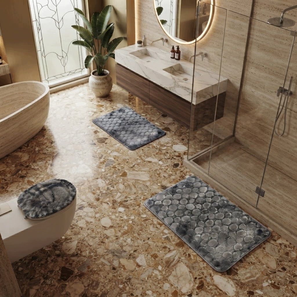 BATHROOM RUG SET 3 NON-SLIP SOFT ELEMENTS Product width 50 cm