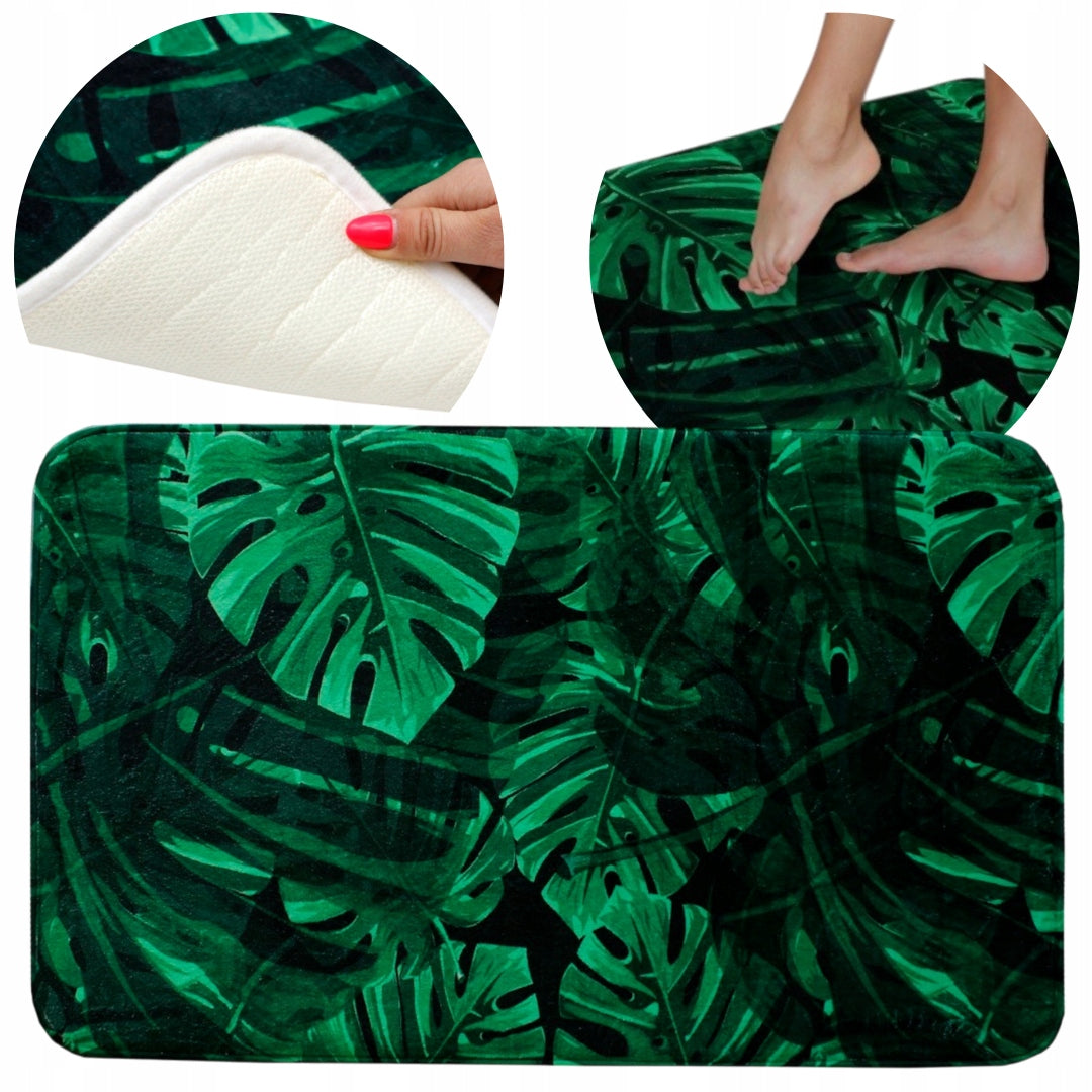 BATHROOM RUG SOFT ABSORBENT NON-SLIP 50 x 80 JUNGLE GREEN
