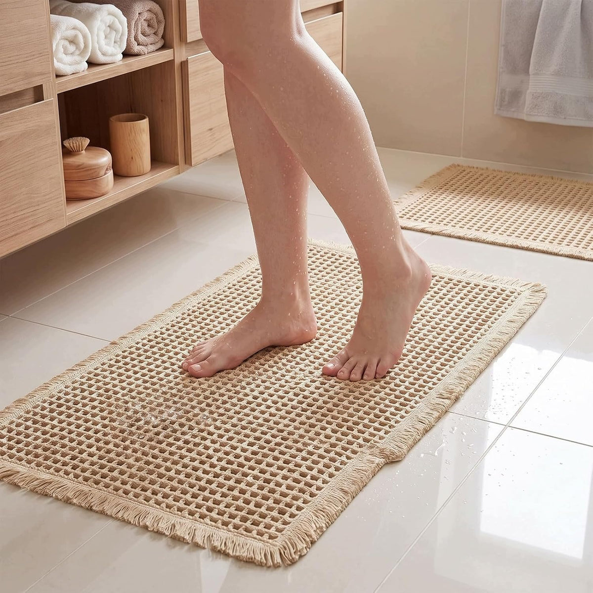 BATHROOM RUGS 2PCS 43X61CM 46X77CM NON-SLIP FOR BOHO WASHING