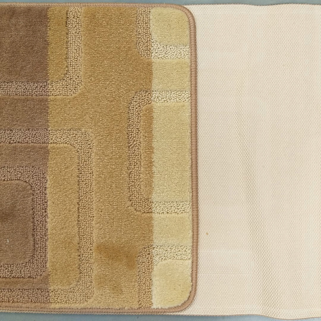 BATHROOM RUGS FOR WASHING BEIGE SET TWO-PIECE GEOMETRIC PATTERN Manufacturer code MONT-04N-BEIGE