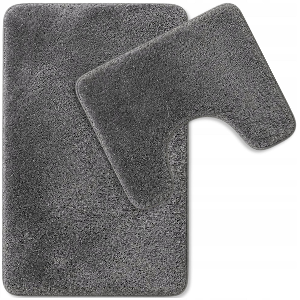 BATHROOM RUGS NON-SLIP SET 2 PIECE GREY QUICK DRYING